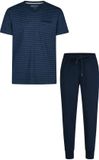 Phil & Co Essential Heren Pyjama Set Korte Mouw Blauw/Gestreept - Maat L