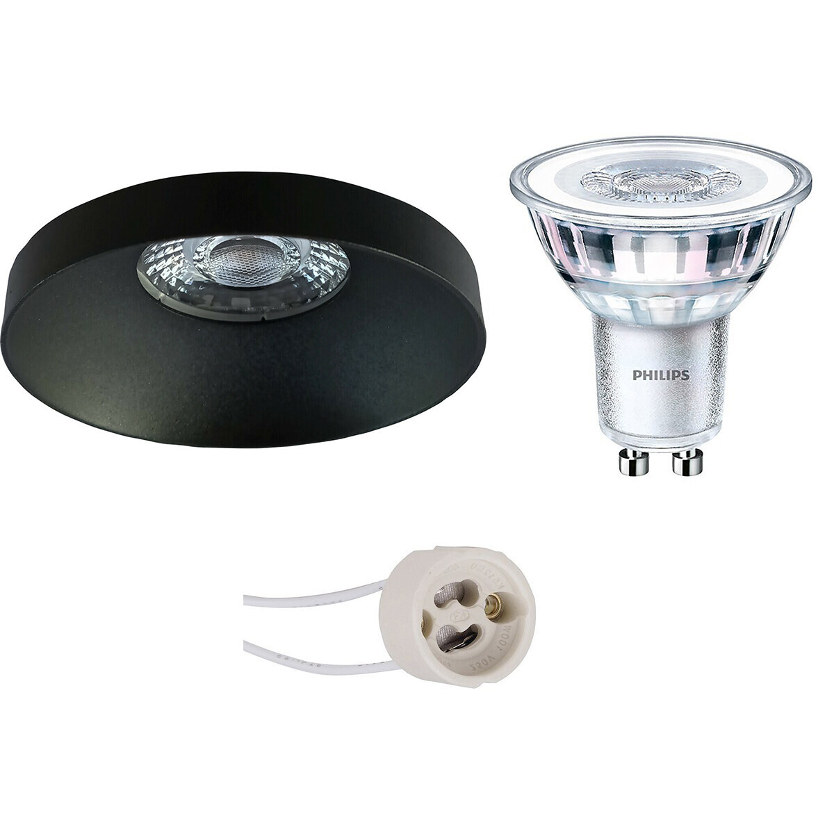 BES LED LED Spot Set - Pragmi Vrito Pro - GU10 Fitting - Inbouw Rond - Mat Zwart - Ø82mm - Philips - CorePro 840 36D - 5W - Natuurlijk Wit 4000K - Dimbaar