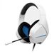 Gaming stereo headset, wit en blauw, met surround sound en microfoon, ideaal voor videogames en online chats.