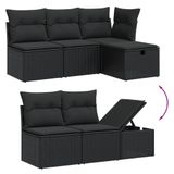 vidaXL 6-delige Loungeset met kussens, polyrattan, zwart