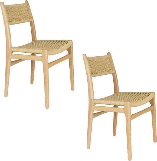 Dutchbone Cecile Eetkamerstoelen Hout Naturel - Set van 2