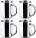 HI RVS mokken set van 4x - dubbelwandig - Outdoor/camping drink mokken - 200 ml