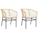 VidaXL Tuinstoel Terras Gecapitonneerde zitting Polyrattan, Staal Crème, Wit