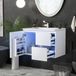 REDOM - Meuble de salle de bain - Suspendu au mur avec lavabo en céramique intégré - Éclairage LED avec détecteur radar - Deux tiroirs et étagère réglable - Moderne - MDF - Blanc - 76 x 46 x 50 cm