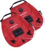 Merkloos / Sans marque Koopman International 2x stuks mobiele buiten kampeer / camping douche waterzakken rood - 20 liter