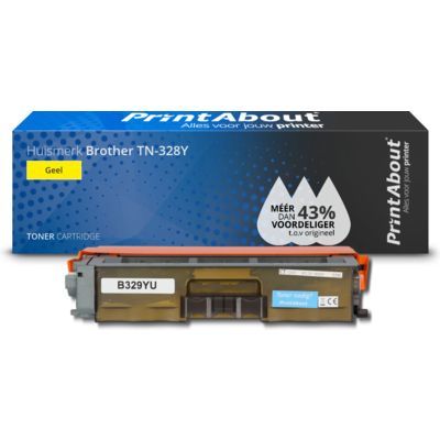 PrintAbout Huismerk Brother TN-328Y - Gele toner - 6500 pagina's - Compatibel