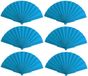Merkloos Spaanse Handwaaier - 6 stuks - Turquoise Blauw - 23 x 43 cm