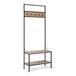 Amazon Basics Entreebank met Haak, Kapstok, Kledingrek, Gangkast met Schoenenvak, 34cm x 72cm x 182cm, Eikenhout