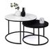 Idmarket - Lot De 2 Tables Basses Gigognes Alaska Rondes 54/70 Effet Marbre Et Noir Pieds Métal
