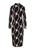 s.Oliver BLACK LABEL s.Oliver Gebreide jurk met lange mouwen, klassieke kraag, dierenprint, zwart, maat 38