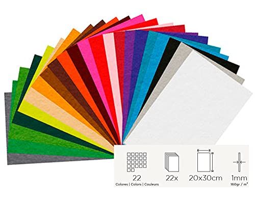 INNSPIRO Acrylvilt Set - 22 vellen - 30 x 45 cm - 160 g/m² - Verschillende kleuren