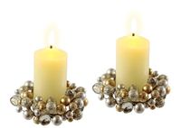 Led-kaars van echte was met krans, set van 2 elektrische kaarsen, warm wit, sfeerlicht, verlichting, decoratie, stompkaars, grote adventskrans, krans, romantische Valentijnsdag, champagne, set van 2