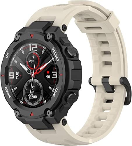 Strap-it siliconen bandje - beige - Geschikt voor Amazfit T-Rex (Pro)
