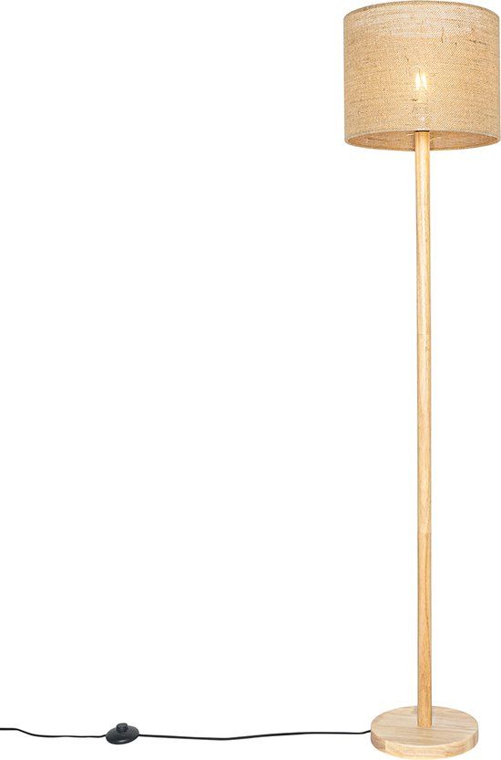 QAZQA Mels - Landelijke Vloerlamp | Staande Lamp - 1 lichts - H 151 cm - Naturel - Woonkamer | Slaapkamer | Keuken