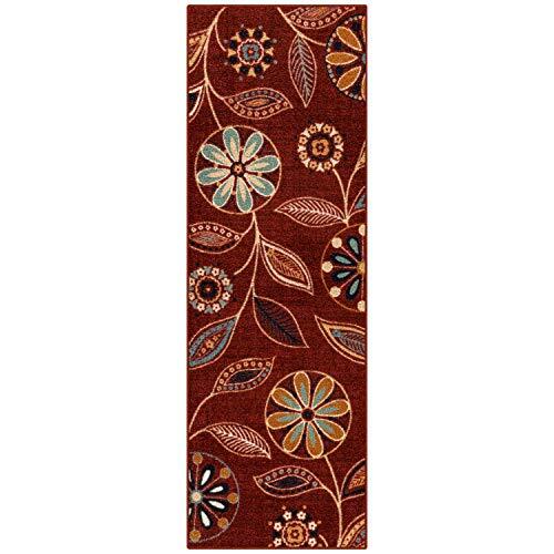 Maples Rugs Maples Tapijten Reggie Bloemen Runner Tapijt Niet Slip Hallway Entry Tapijt [Gemaakt in de VS], 2 x 6, Merlot