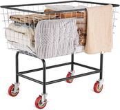 Vevor Draadwasmand, 4,5 Bushel Draadwasmand met Wielen, 26,4 x 15,7 x 26 Inch Commerciële Draadwasmand, Winkelmand, Stalen Frame met Verchroomde Afwerking