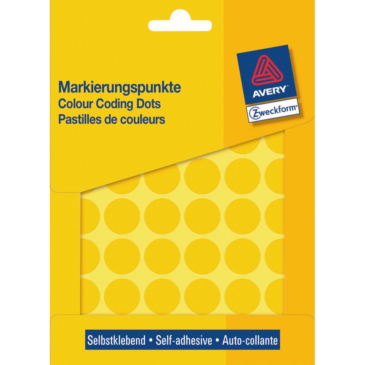 Avery Gekleurde Markeringspunten - Geel - Ø 18mm - 1056 stuks