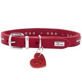 HUNTER hondenhalsband AALBORG HEARTS, rood, softvolrundleer, studs & hartdetails, harthanger, Made in Germany, Maat: 32