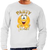 Bellatio Decorations Verkleed sweater voor heren - party time emoji - grijs - S