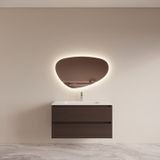 Boss & Wessing BWS Badmeubelset Riga met Asia Wastafel Wit 100 cm Bruin Eiken
