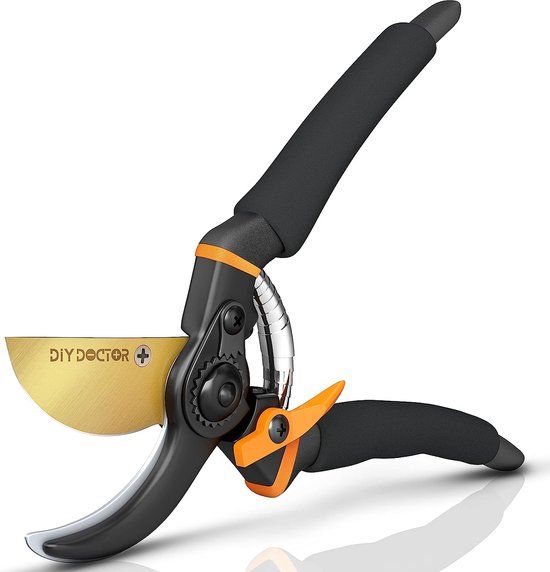 Premium Gartenschere - Ultrascharfer Karbonstahl SK-5 - Teflonbeschichtung - Rosenschere - Baumschere - Schwarzer Griff