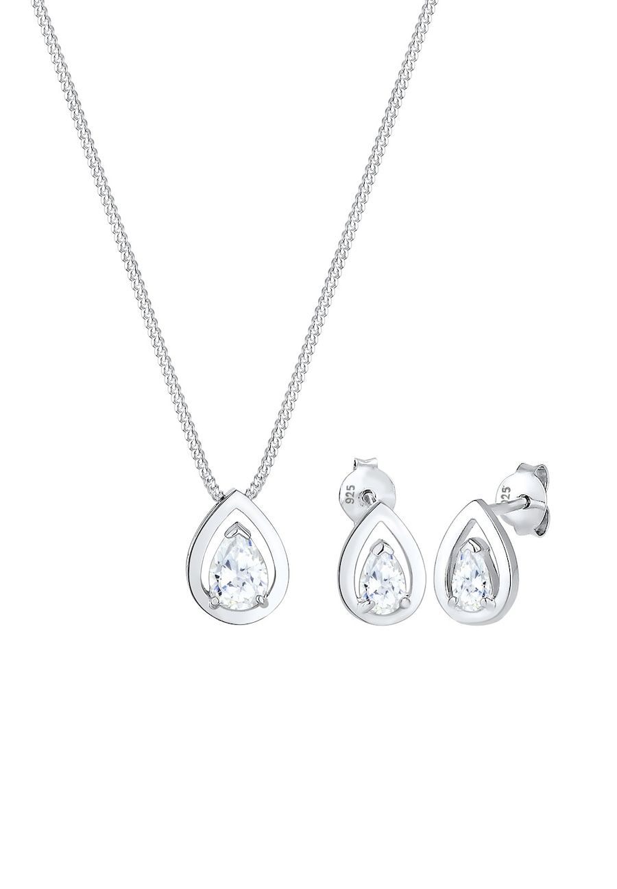 Elli Sieraden Set Dames Drop - Zirkonia Kristallen - 925 Sterling Zilver Roségoud verguld