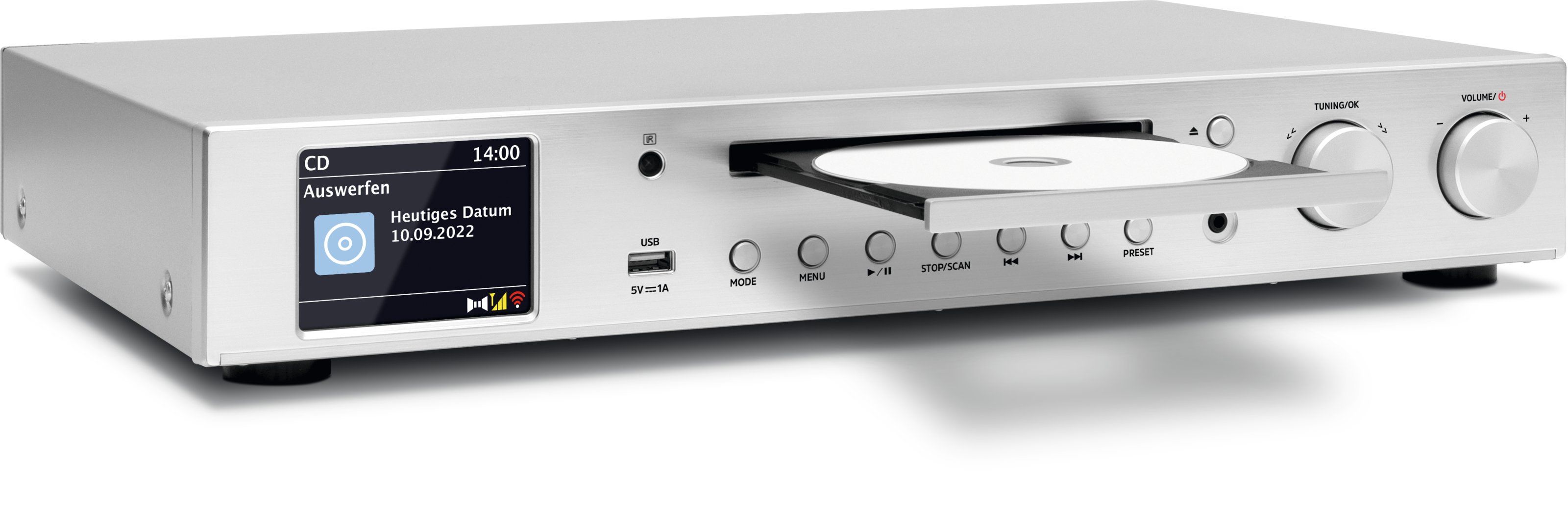 TechniSat DIGITRADIO 143CD (V3) - DAB+/FM/Internet Radio - CD - Bluetooth - Wi-Fi - Silver