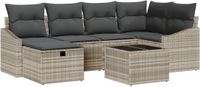 vidaXL Bankstel 7-delig Lichtgrijs/Donkergrijs Polyrattan