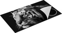Chefcare Inductie Beschermer Tijger Illustratie - Zwart Wit - 95x55 cm