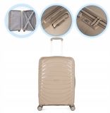 Merkloos / Sans marque KADVA Brava rijstkoffer 78L, harde schaal, 67,5x45x27,5cm, beige
