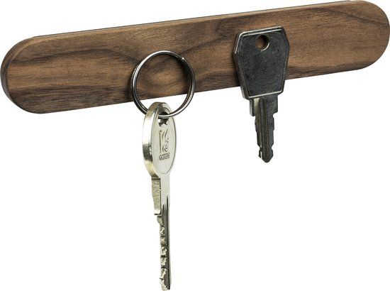 QUVIO Magnetisch sleutelrekje - Hout - 15,5 x 2,5 x 1 cm
