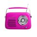 Panda radio Bluetooth avec poignée métallique, design vintage, couleur : magenta, finition : mat