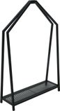 Ambiance Pro Garden Haardhout/houtblokken opslag rek - metaal - zwart - 78 x 24 x 12 cm