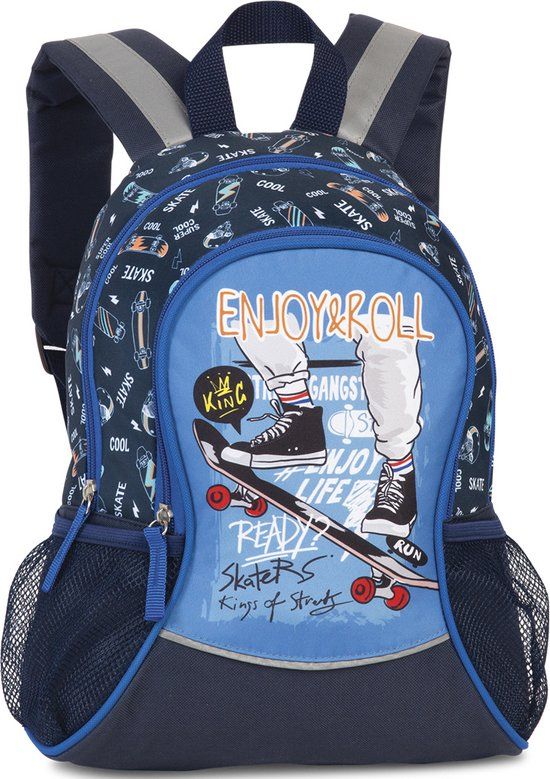 Fabrizio Enjoy & Roll Rugzak - Blauw - 35 x 27 x 15 cm - 14L - Polyester