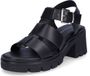 Tamaris - Dames - Sandalen met hak - Leer - Zwart - Maat 38