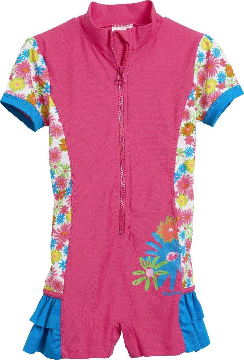 Playshoes UV zwempakje Kinderen Bloemen Ruches - Roze - Maat 74 - 80