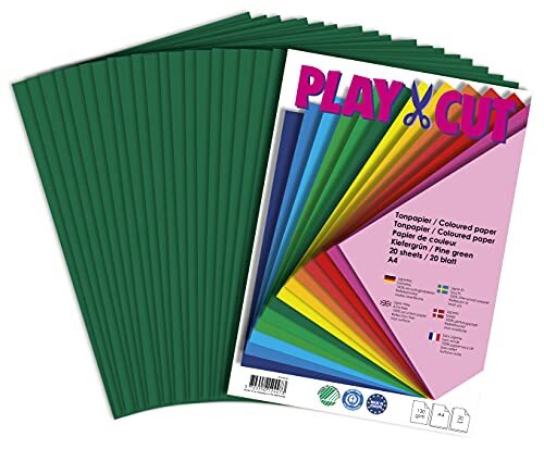 PLAY-CUT Gekleurd papier, A4, 130 g/m2, grenengroen, 20 vellen, effen kleur