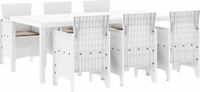 vidaXL Salon de jardin, 7 pièces, blanc, polypropylène