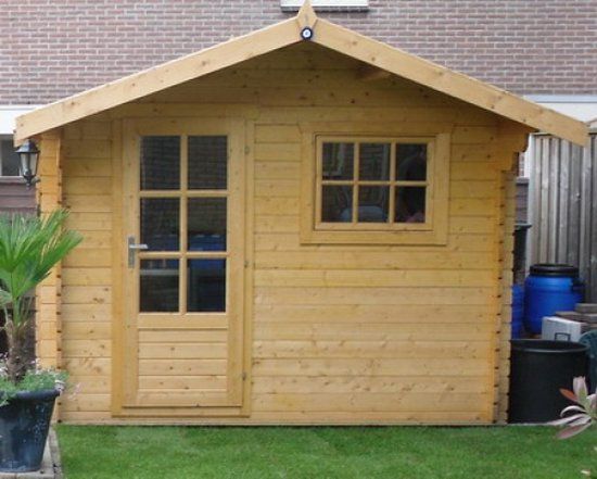 Intergard Houten tuinhuisje blokhut Sutton 300x200cm Groen Metaal