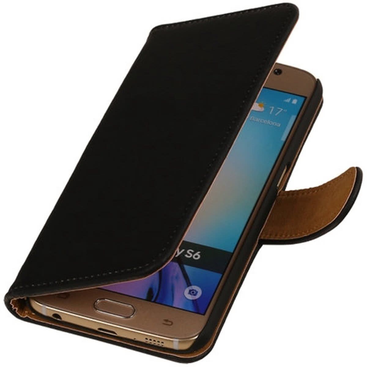 Best Cases .nl Huawei Ascend G6 Hout booktype hoesje Zwart