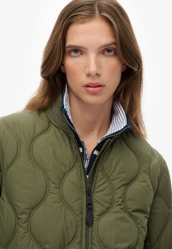Superdry Long Quilted Liner Jas Dames - Groen - Maat S