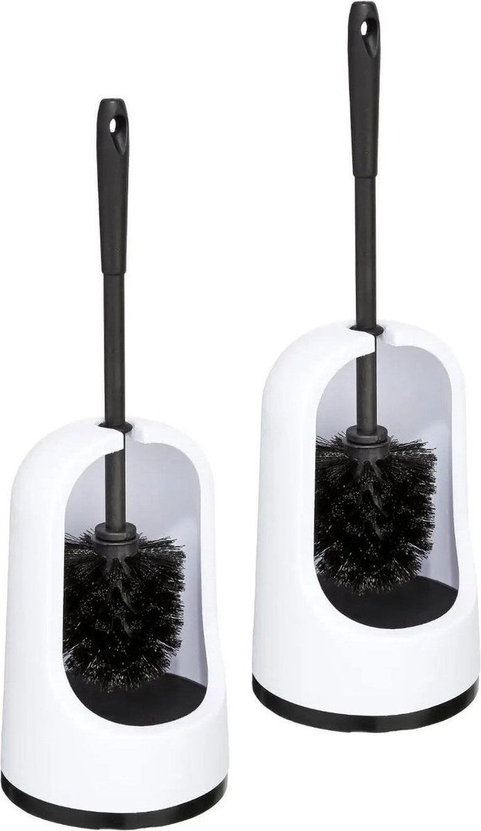 5five - WC-/toiletborstel set - 2 stuks - wit - 40 cm