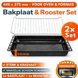 ICQN Extra Diepe Bakplaat en Rooster Set voor Oven - 445x375x50 mm