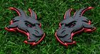 Paar Hellcat Paar Aangepaste Hoofd Emblemen 3D Badges Vervanging voor TRX Ram 1500 Fender Badge Hellcat (Redline)