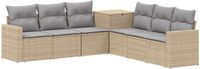 vidaXL Bankstel 2-zits Beige en Lichtgrijs Poly Rattan en Staal