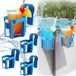 Bol porte-gobelet pour piscine - 4 pièces - bleu - plastique