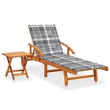 Acacia bois massif lit de repos avec table et coussin
