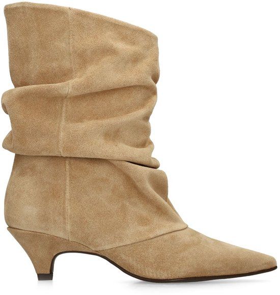 Sacha Dames Beige Suède Enkellaarsjes met Hak - Maat 40