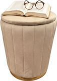 Merkloos Relaxdays Poef met opbergruimte - Ø 32 cm - fluweel - koffie