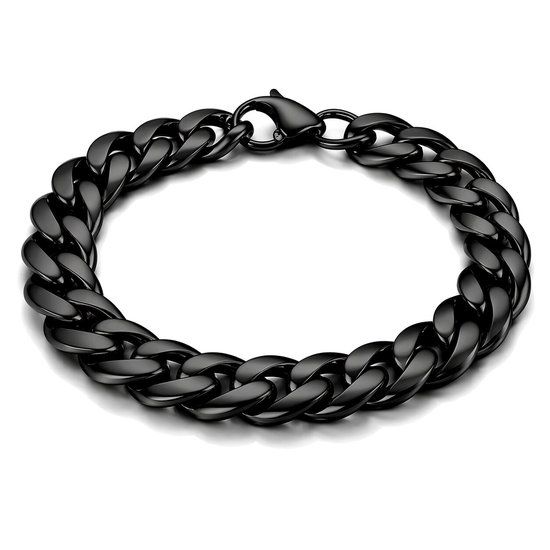 LGT JWLS Stalen heren armband Gourmet schakel Zwart 9mm-21cm